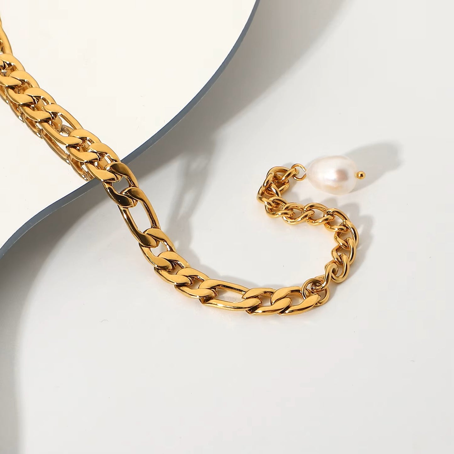 White Pearl Chain Bracelet