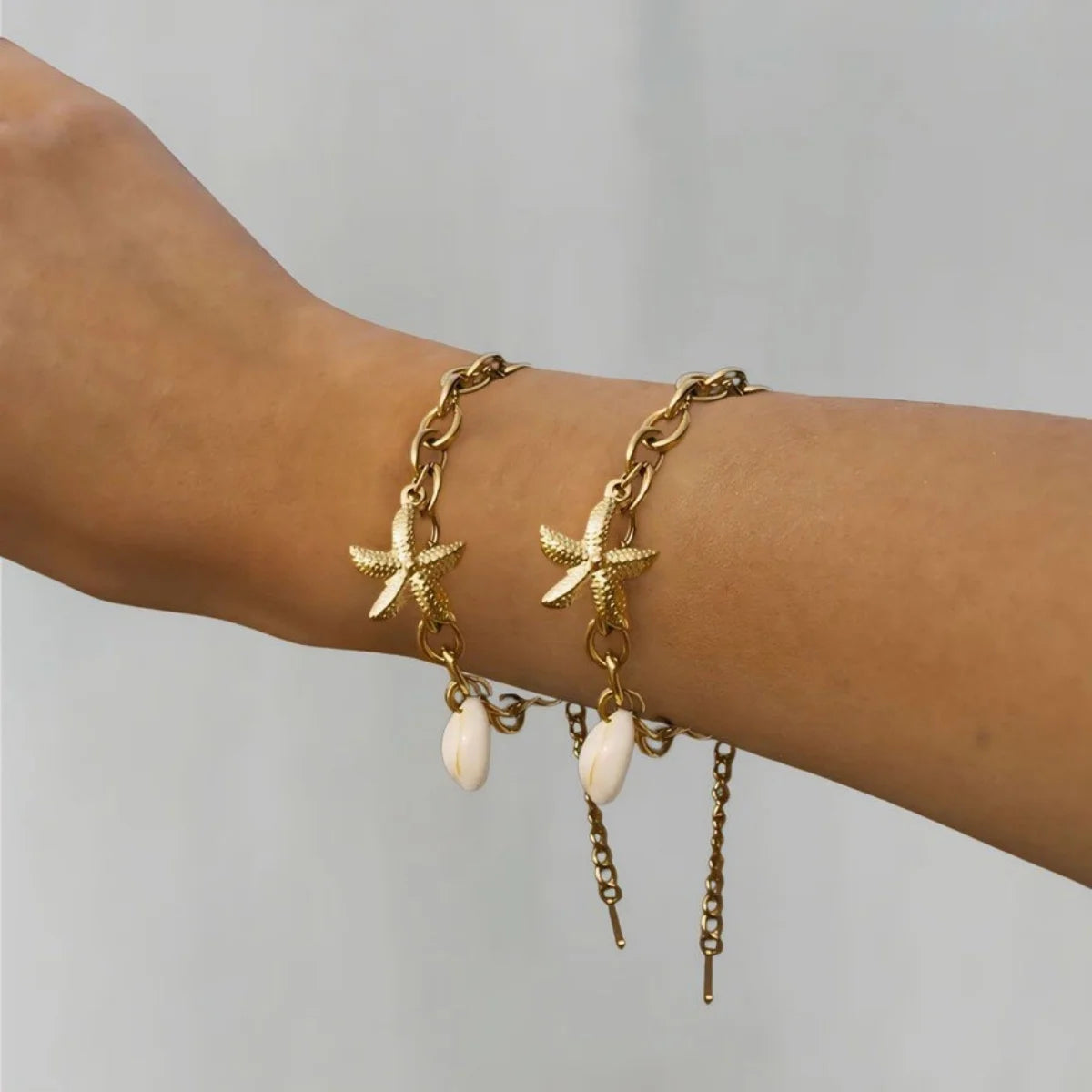 Trendy Ocean Starfish Shell Charm Bracelet