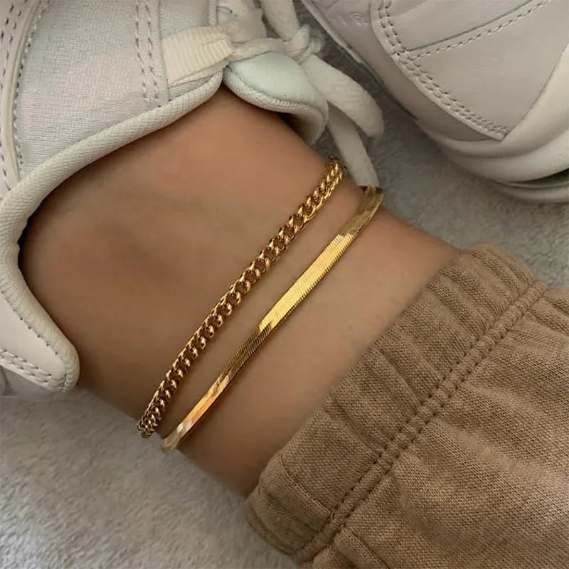 Double Chain Beach Anklets