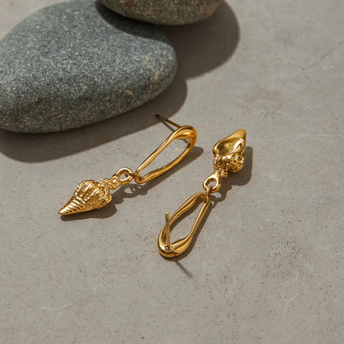 Textured Conch Hollow Drop Earrings