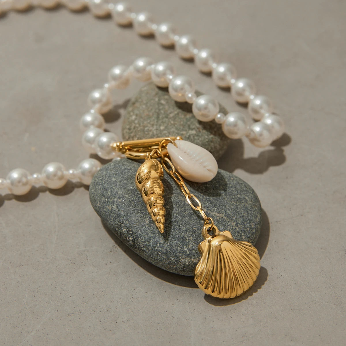 Freshwater Pearl Clam Charm Necklace