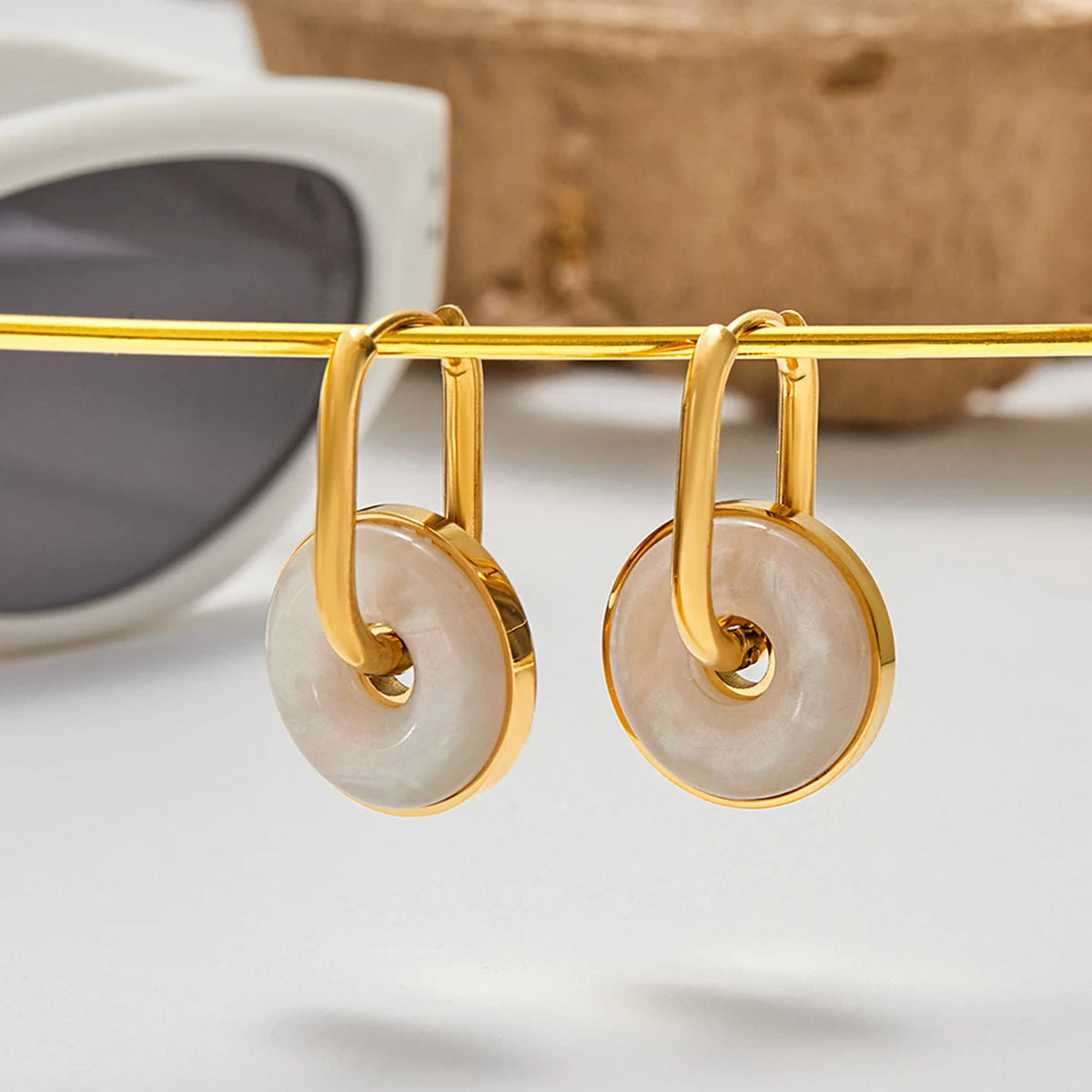 Round Ocean Shell Hoop Earrings