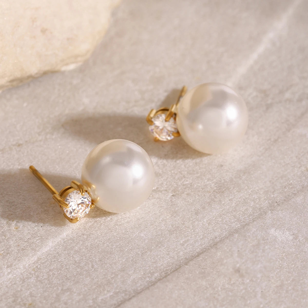 Round Pearl & Gemstone Stud Earrings