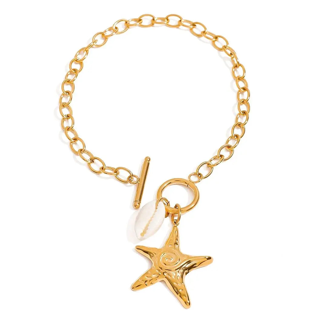Trendy Ocean Starfish Shell Charm Bracelet
