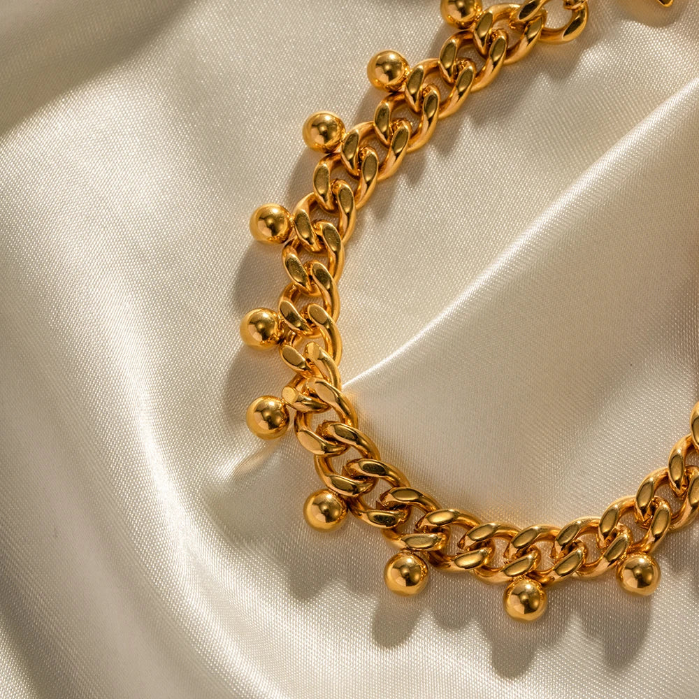 Cuban Chain Ball Bead Tassel Bracelet