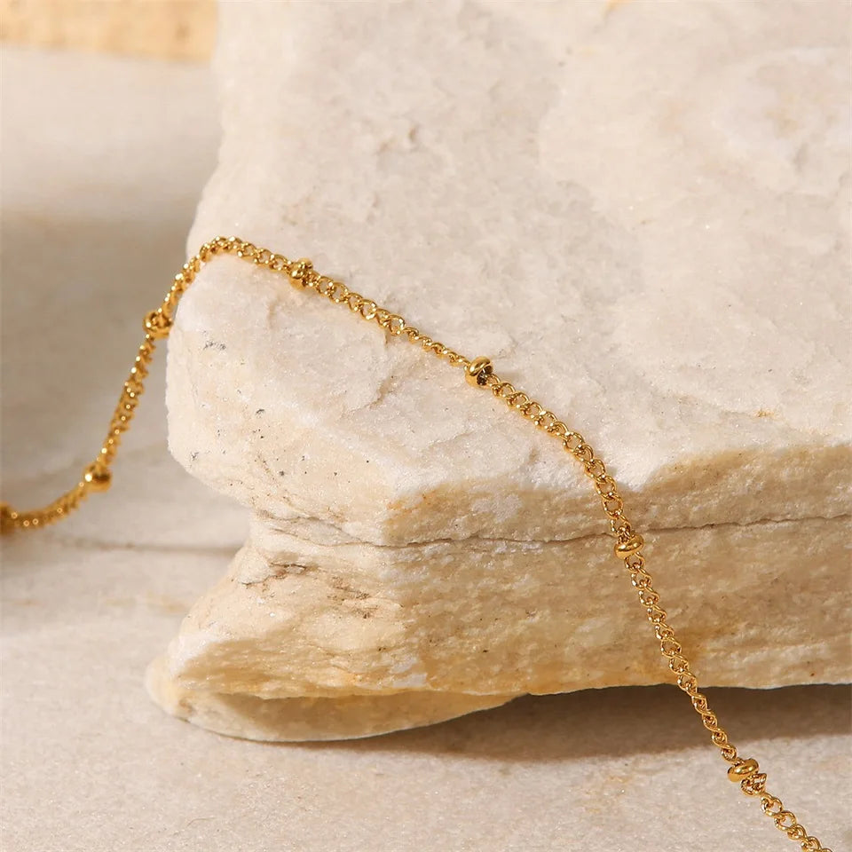18K Coated Golden Ball Chain Anklet