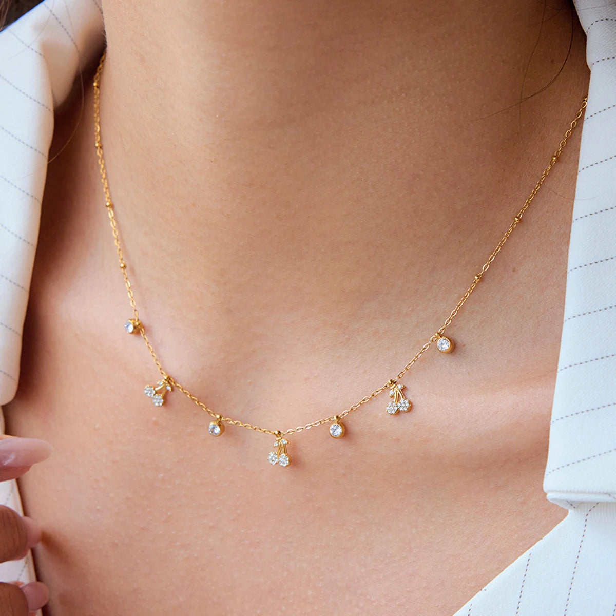 Rhinestone Gem Cherry Pendant