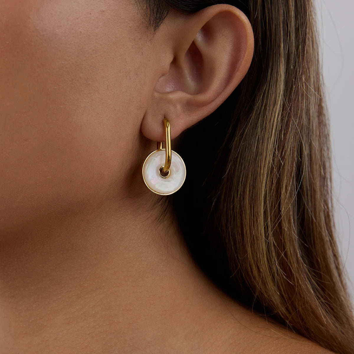 Round Ocean Shell Hoop Earrings