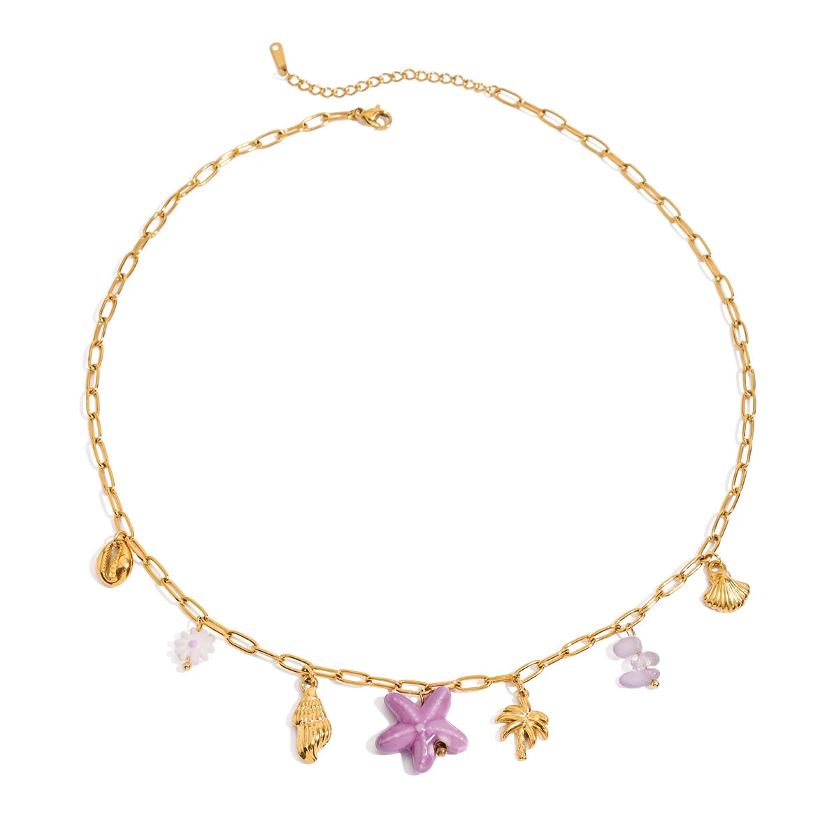 Purple Starfish Charm Necklace
