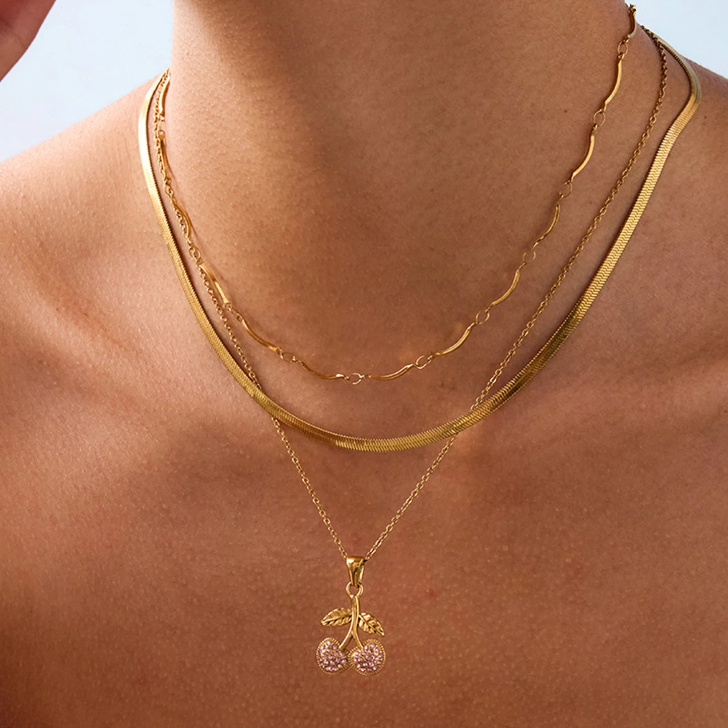 Pink Cherry Pendant Necklace
