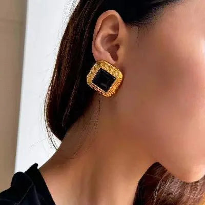 Red or Black Onyx Stud Earrings