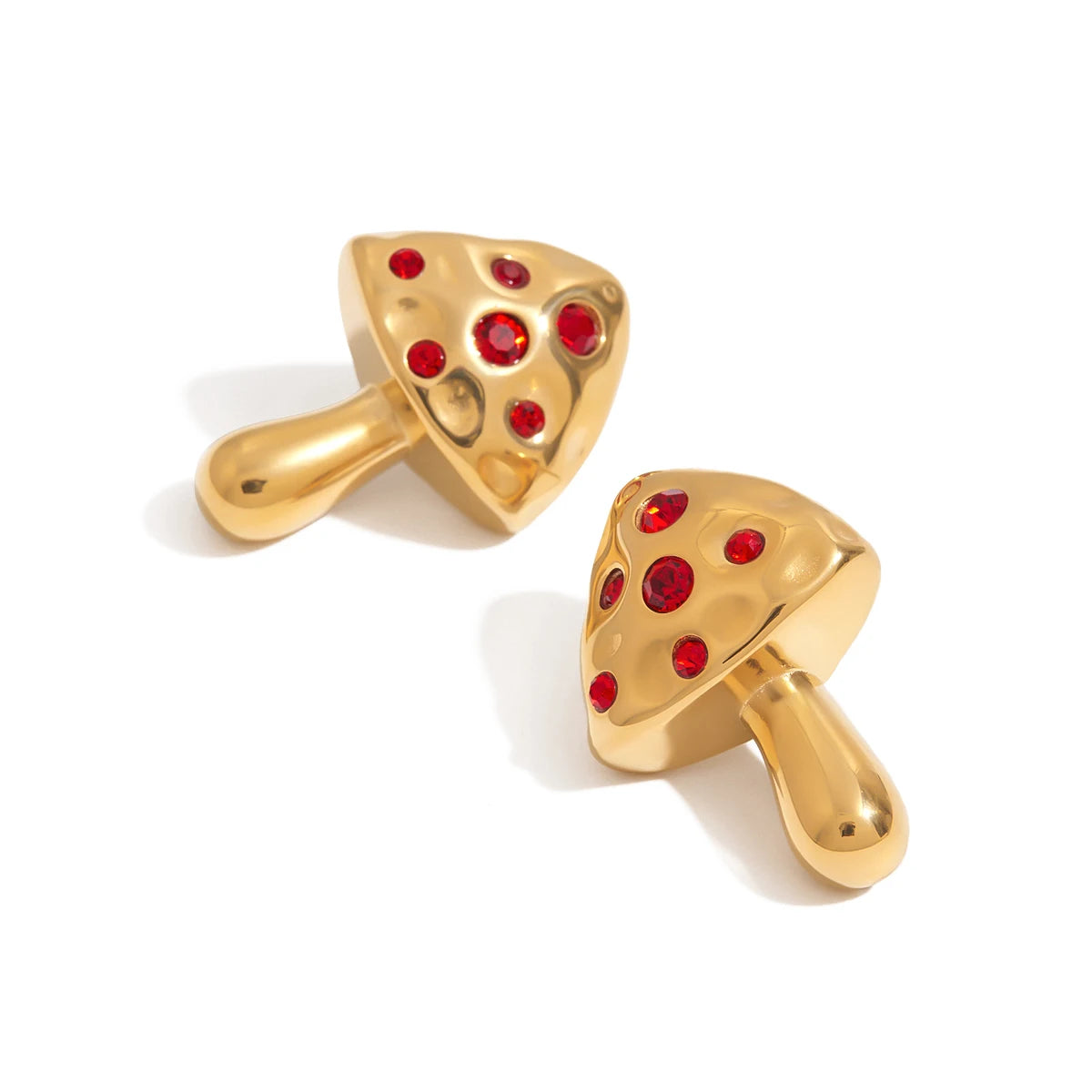 Mushroom Red Zircon Stud Earrings