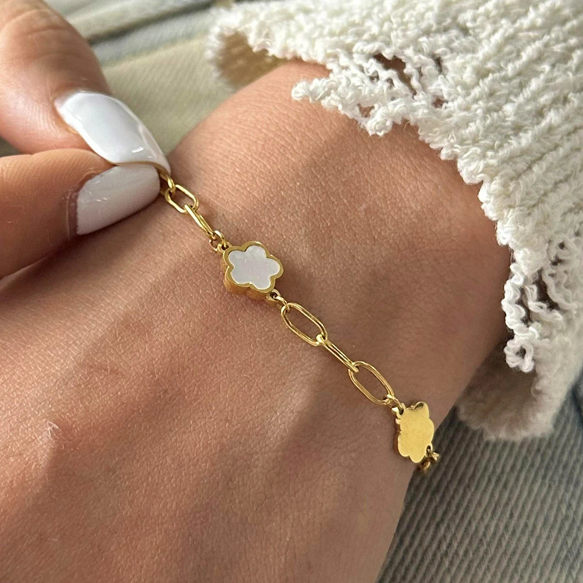Geometric Clover Bracelet & Necklace Bundle