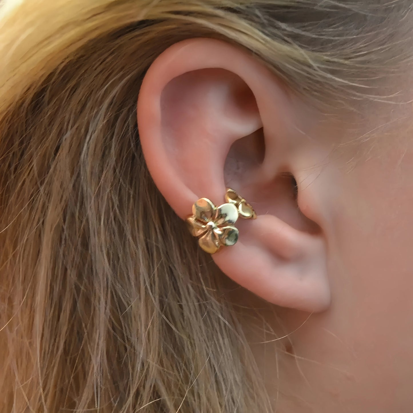 Golden Flower Ear Cuffs