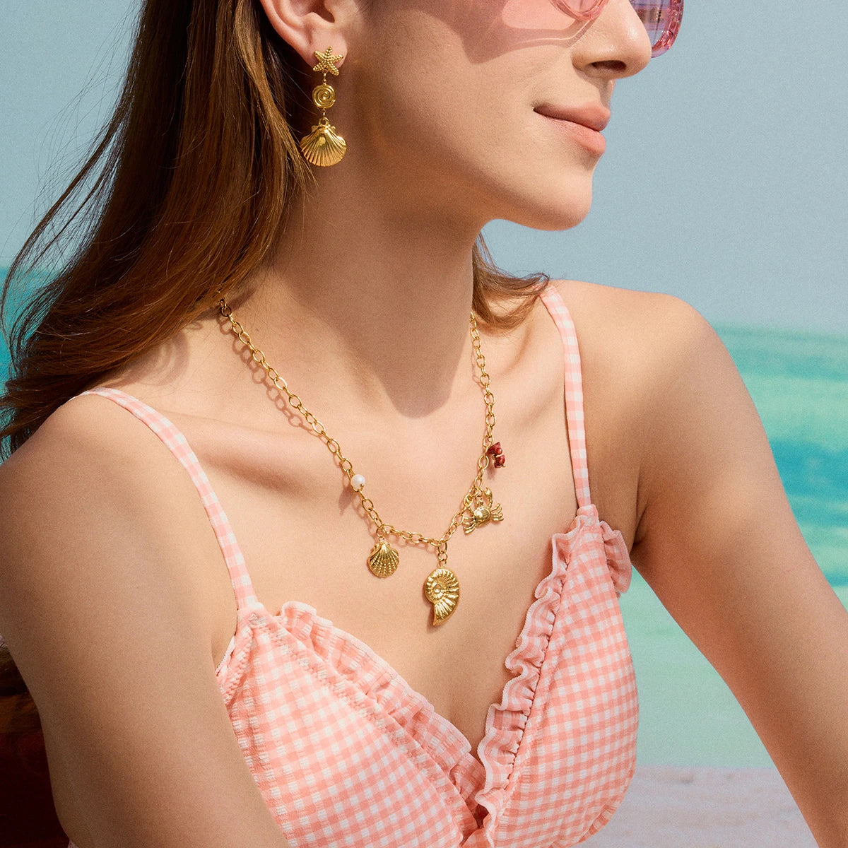 Ocean Shell & Starfish Dangle Earrings