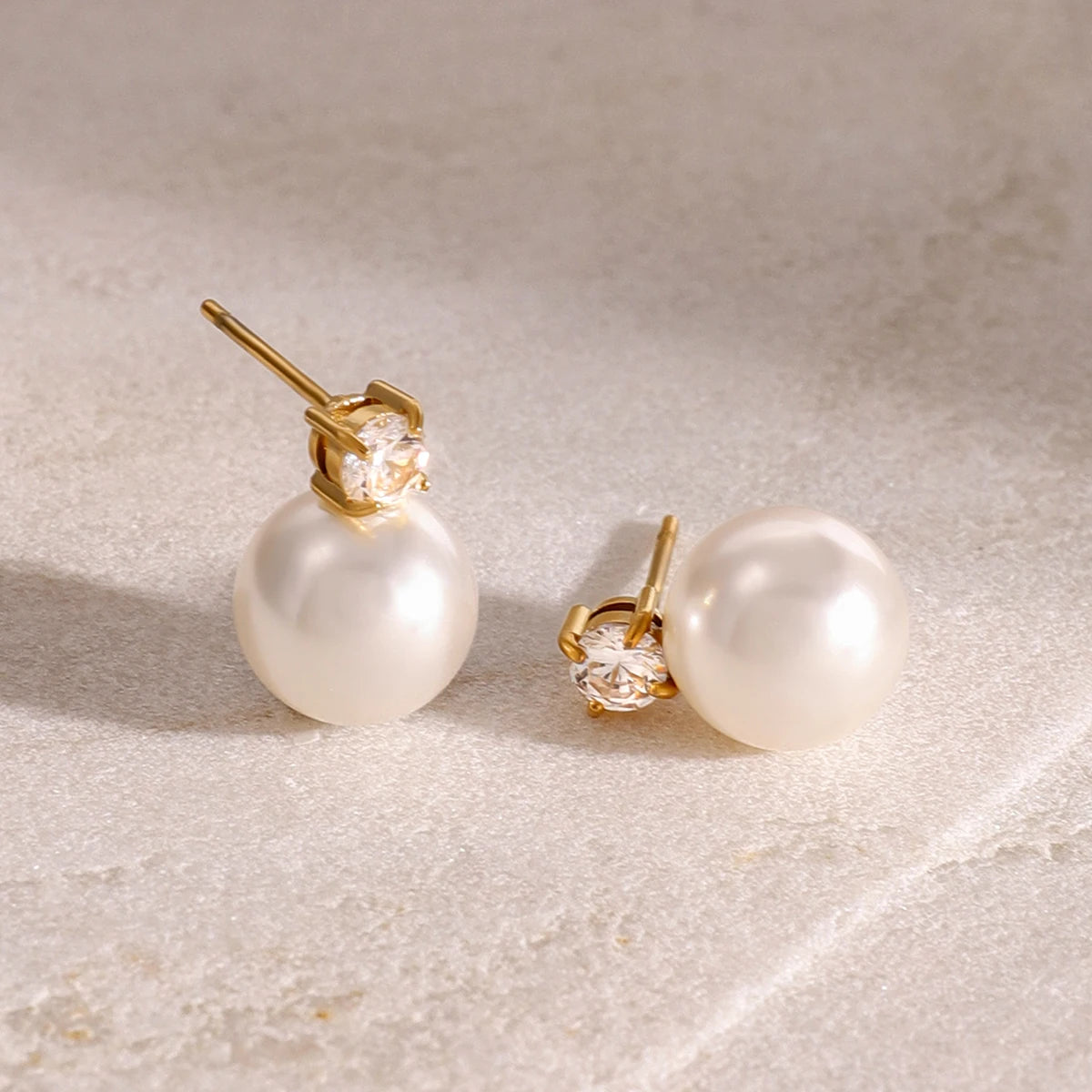 Round Pearl & Gemstone Stud Earrings