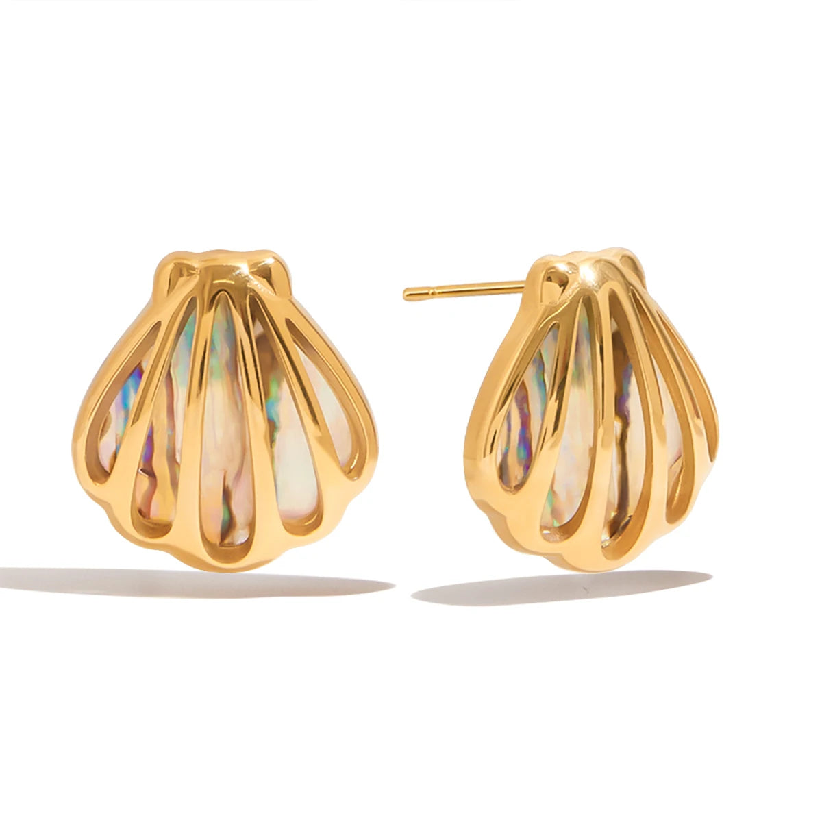 Aquamarine Oceanshell Stud Earrings