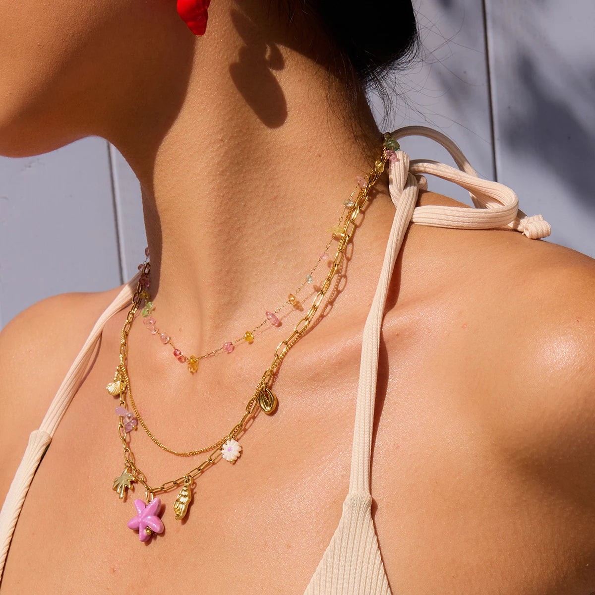 Purple Starfish Charm Necklace
