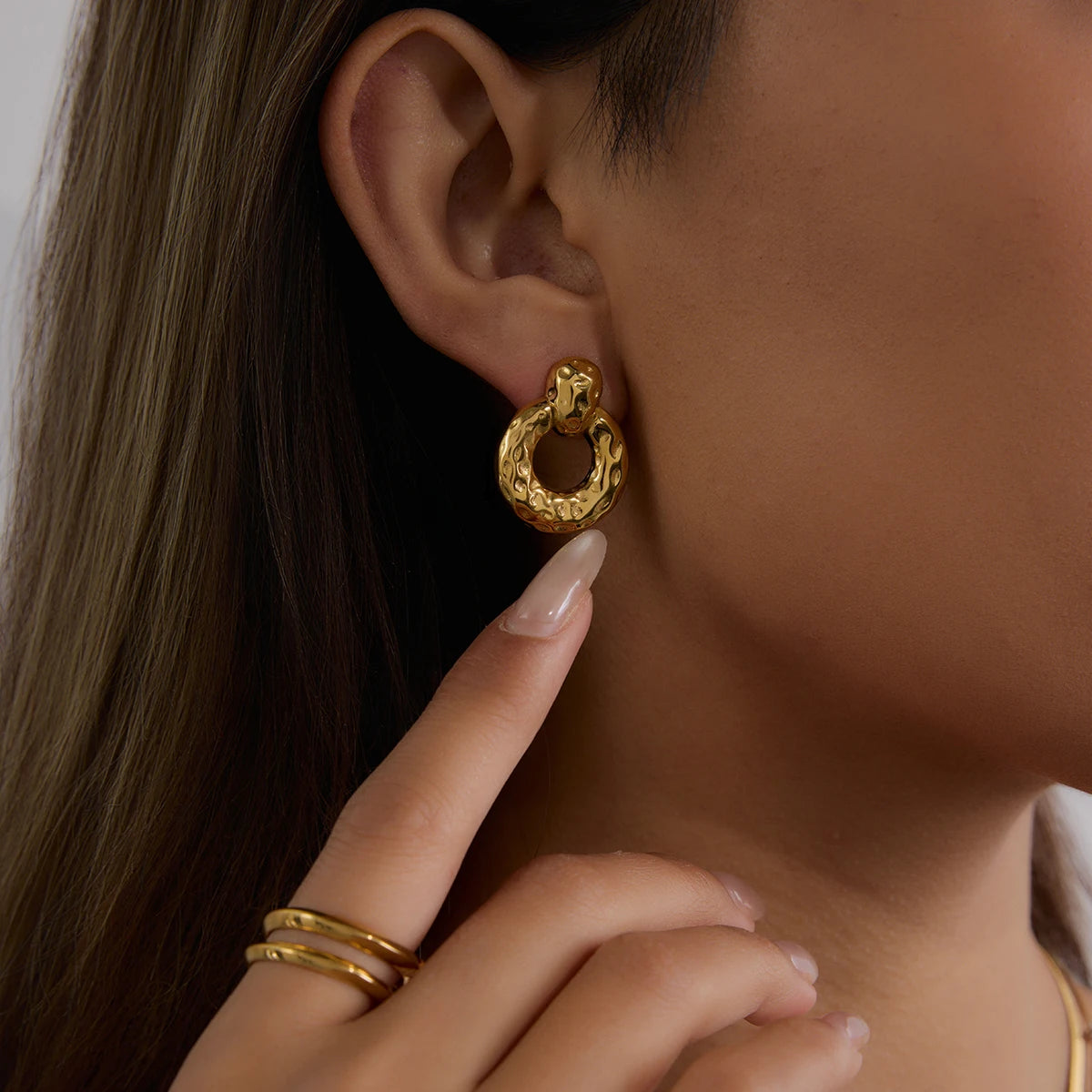 Geometric Hollow Circle Drop Earrings