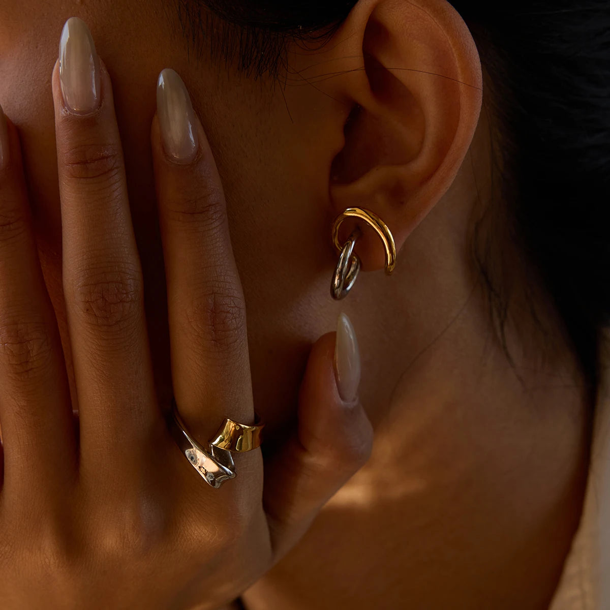 Silver & Gold Irregular Lines Earrings