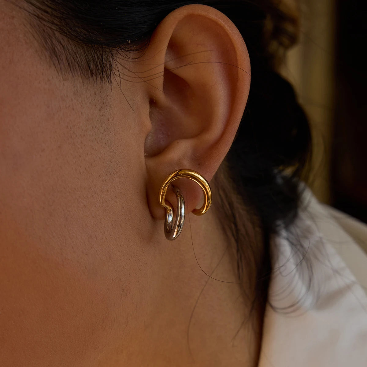 Silver & Gold Irregular Lines Earrings