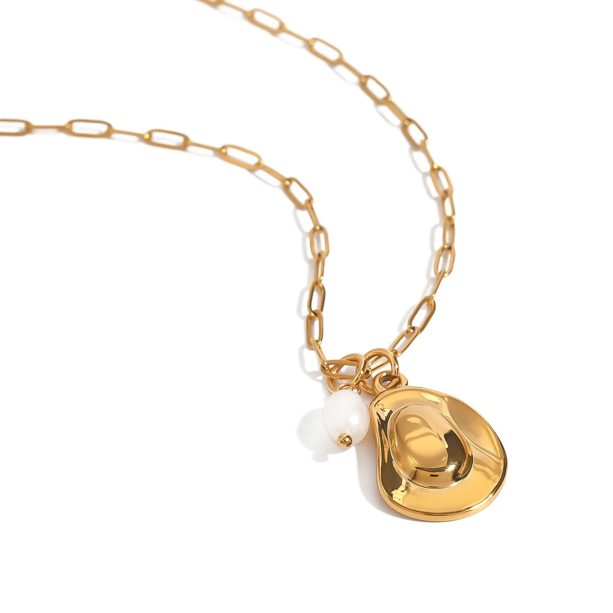 Pearl & Cowboy Hat Pendant Necklace