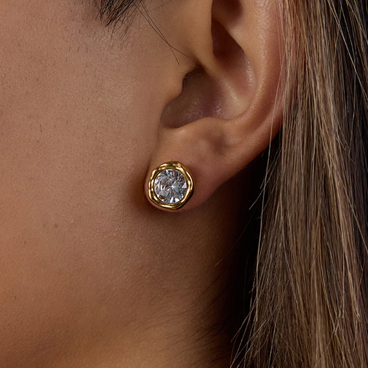 Zirconia Gem Stud Earrings