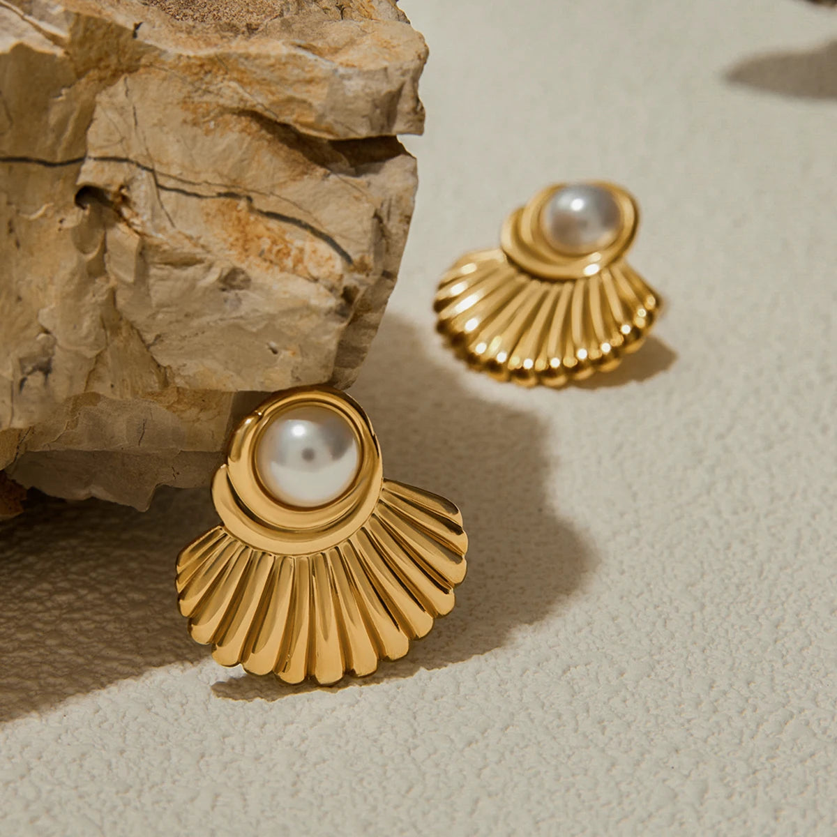 Multicolor Stone & Pearl Stud Earrings