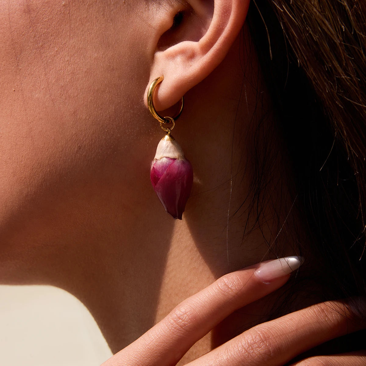 Dried Summer Flower Hoop Earrings
