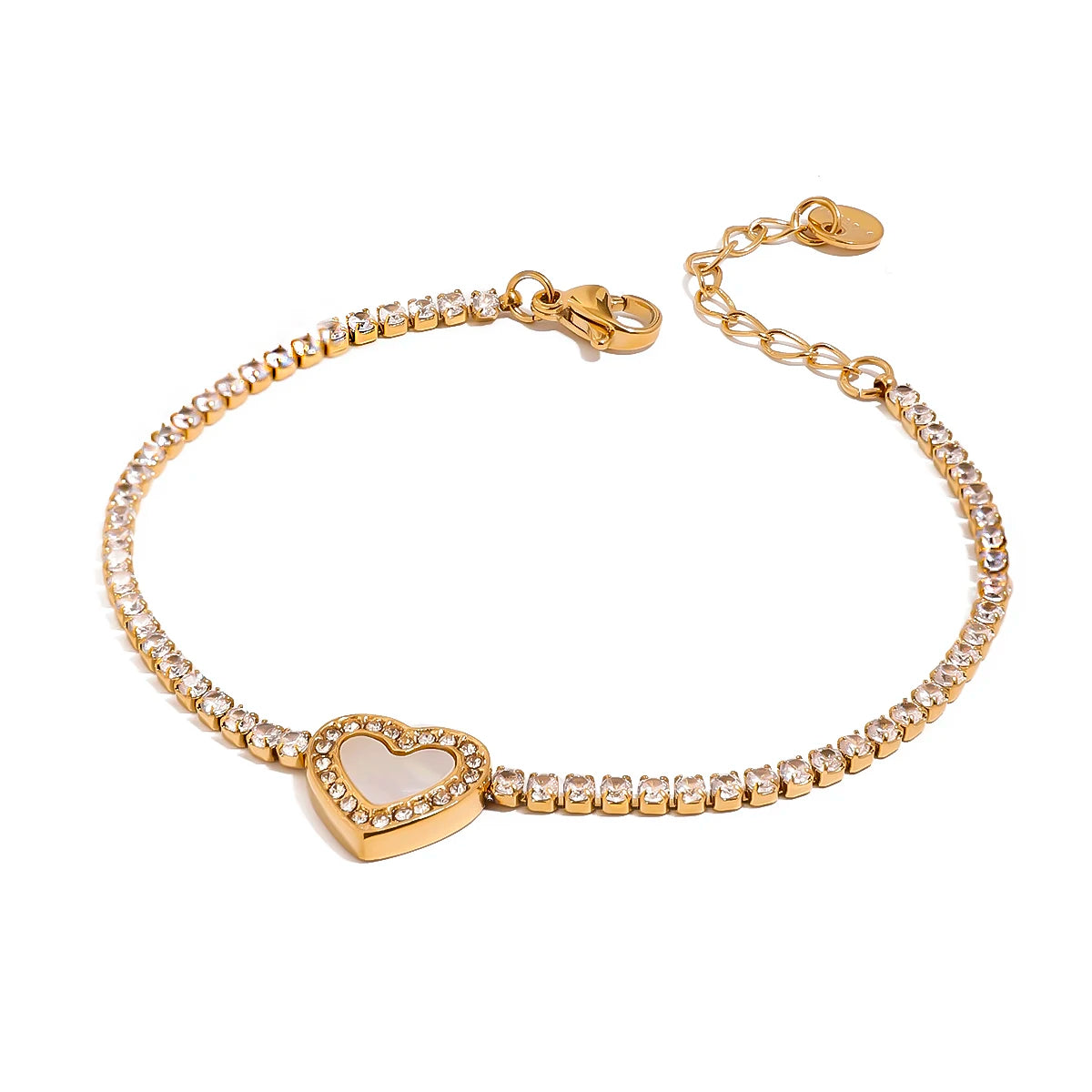 White Zircon Heart-shaped Bracelet - Women's Jewelry