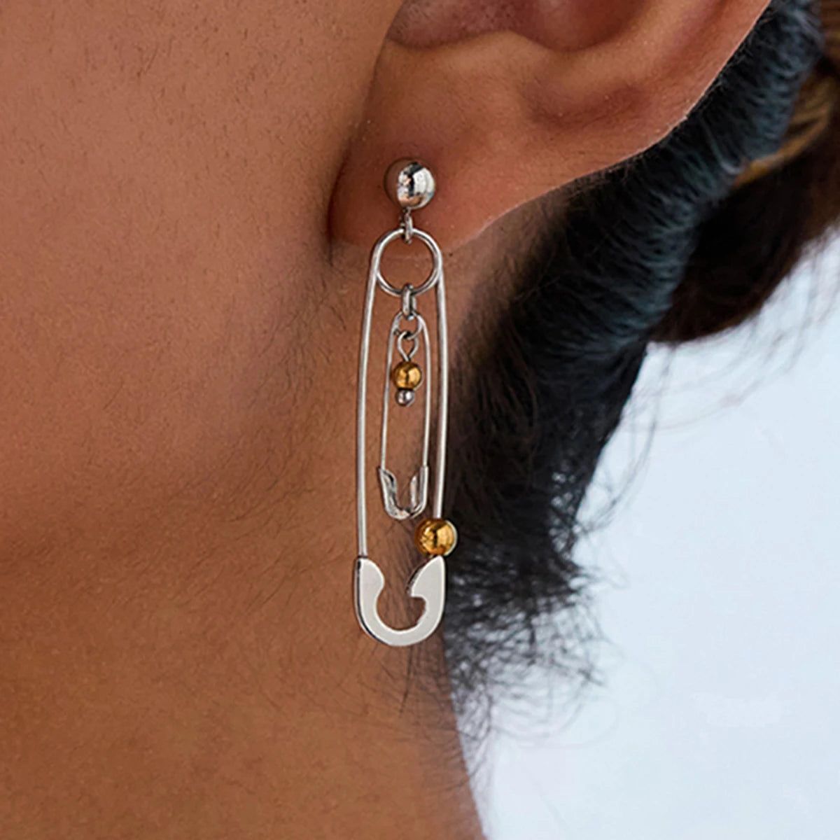 Two-Color Paperclip Dangle Earrings