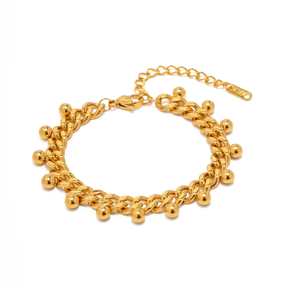 Cuban Chain Ball Bead Tassel Bracelet