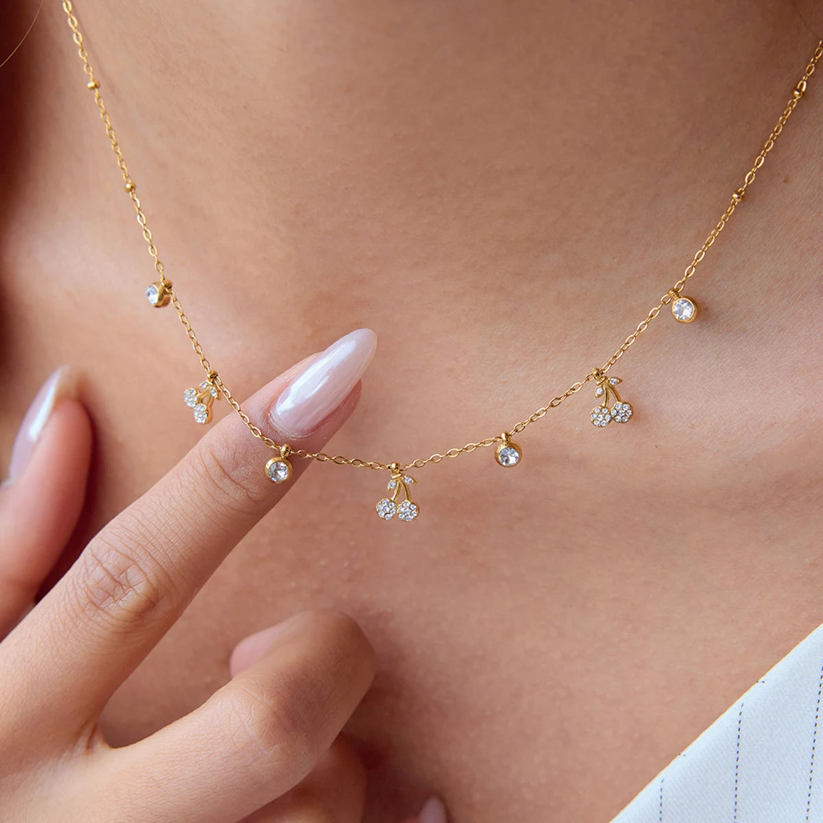 Rhinestone Gem Cherry Pendant