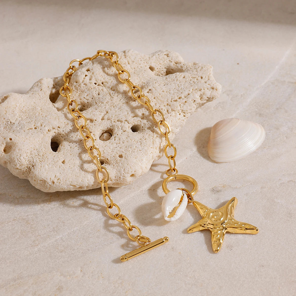 Trendy Ocean Starfish Shell Charm Bracelet