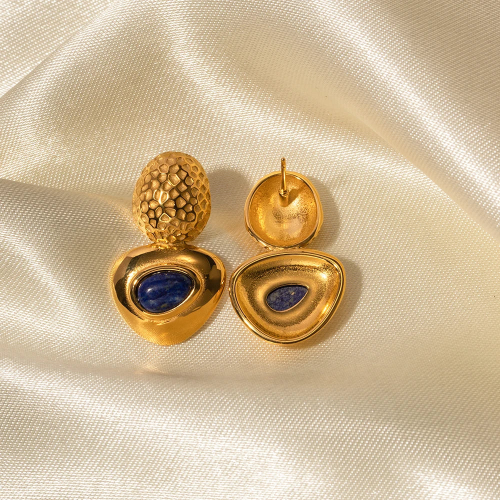 Lapis Lazuli Oval Gemstone Earrings