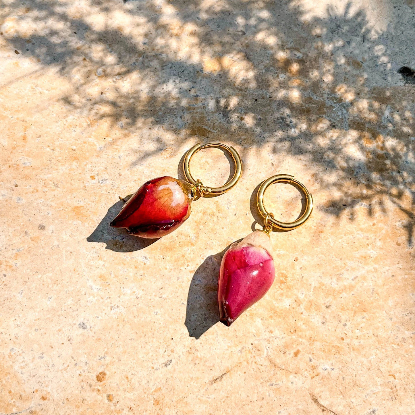 Dried Summer Flower Hoop Earrings