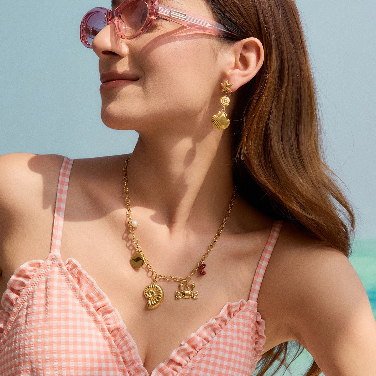 Ocean Shell & Starfish Dangle Earrings