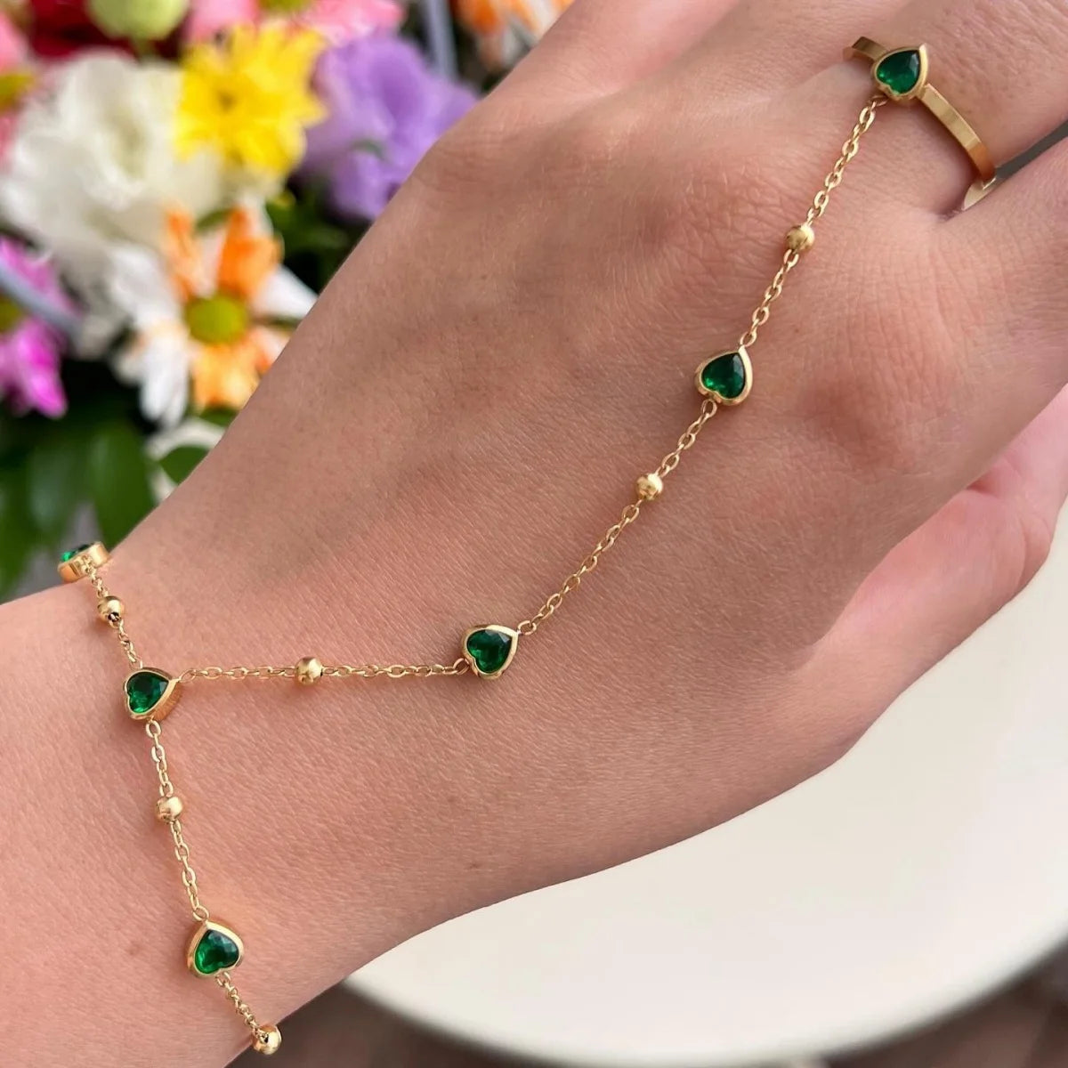Green Zirconia Finger Bracelet