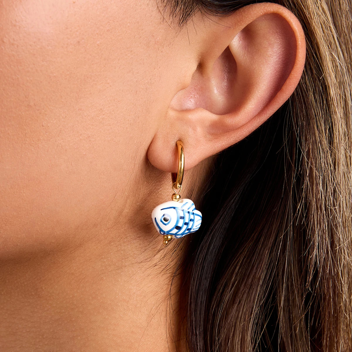 Small Fish Ceramic Drop Earrings