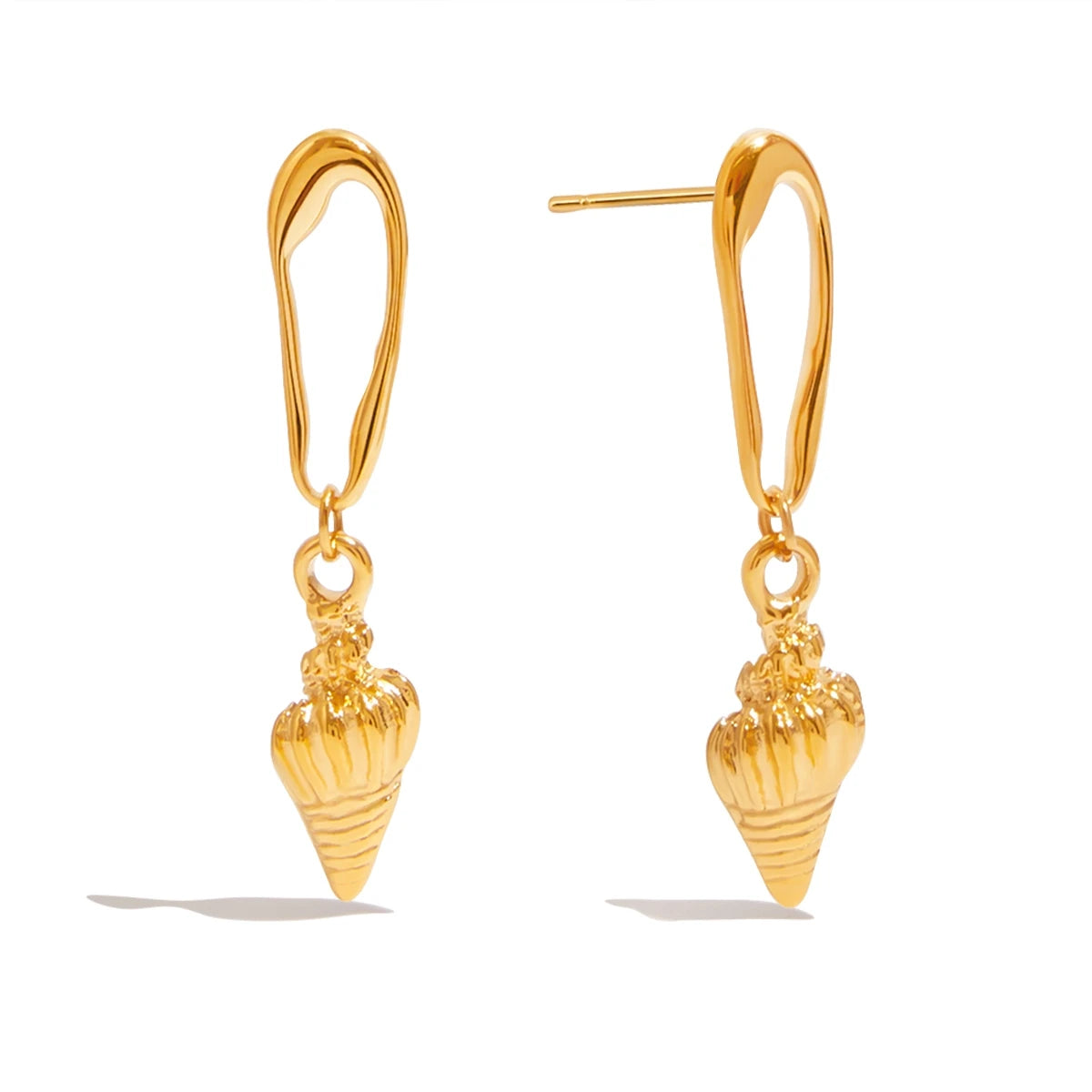 Textured Conch Hollow Drop Earrings