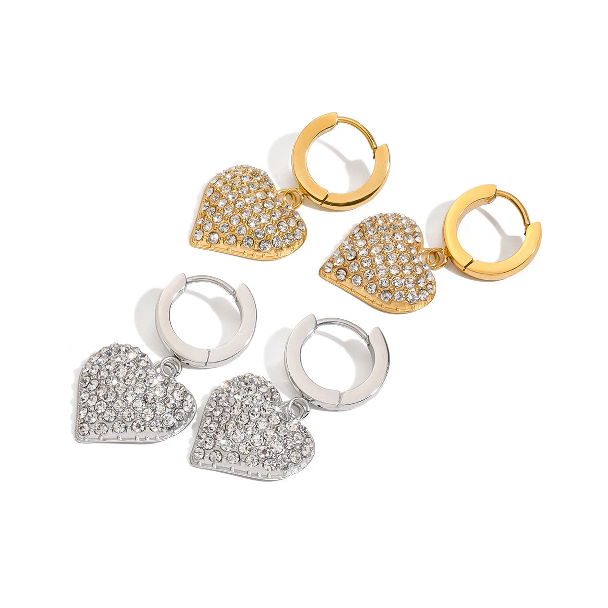 Shining Zirconia Heart Hoop Earrings