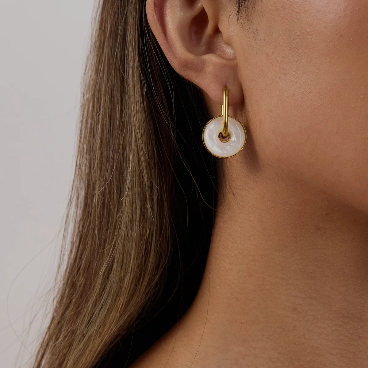 Round Ocean Shell Hoop Earrings