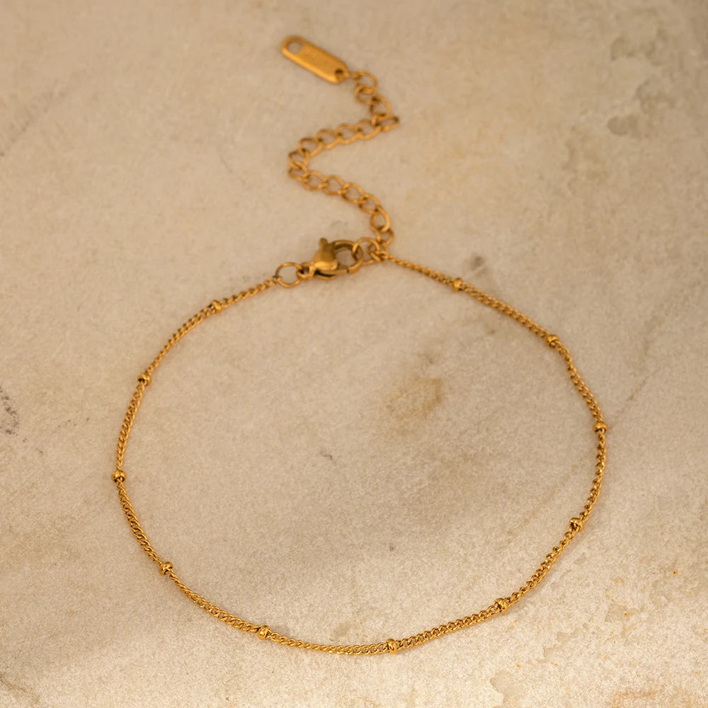 18K Coated Golden Ball Chain Anklet