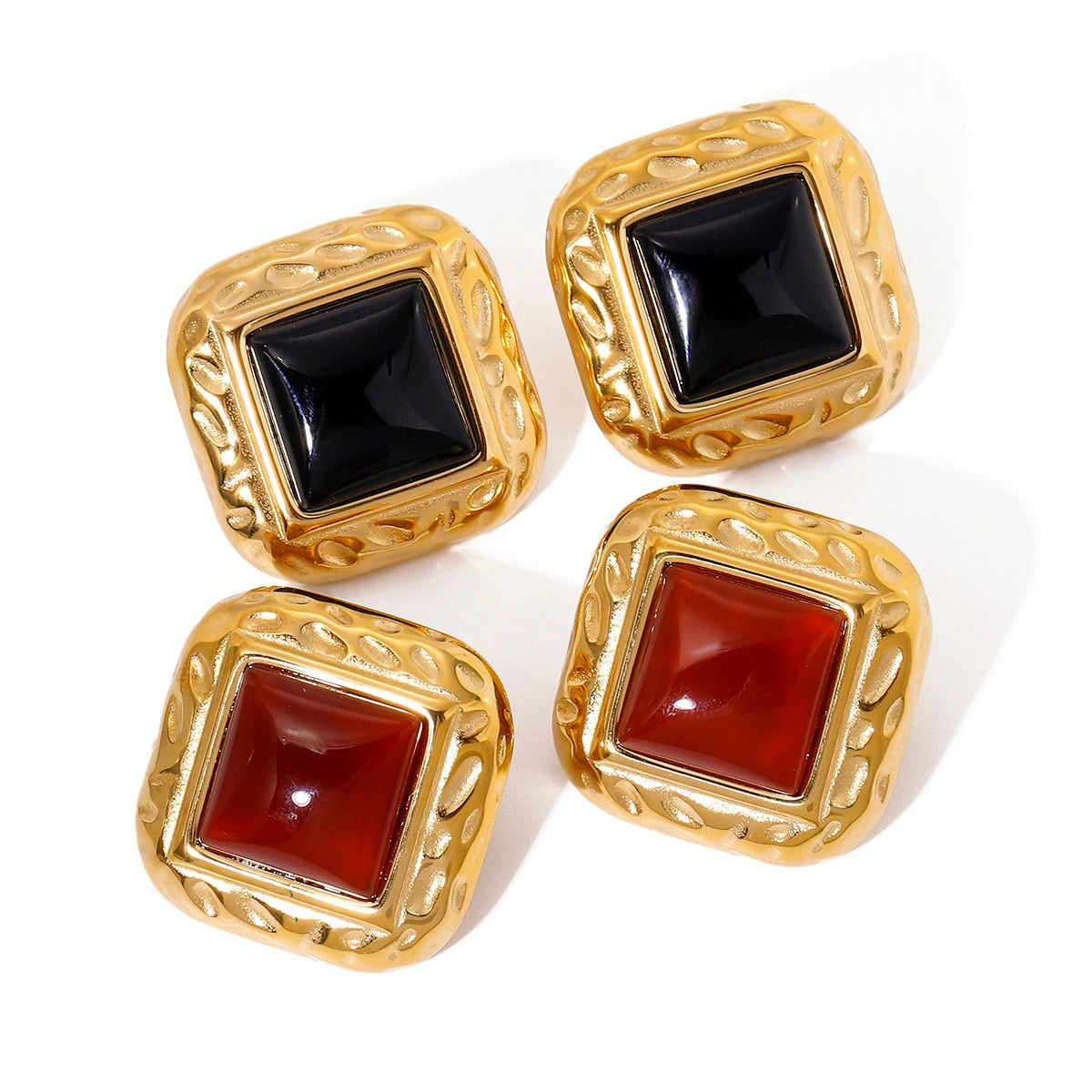 Red or Black Onyx Stud Earrings