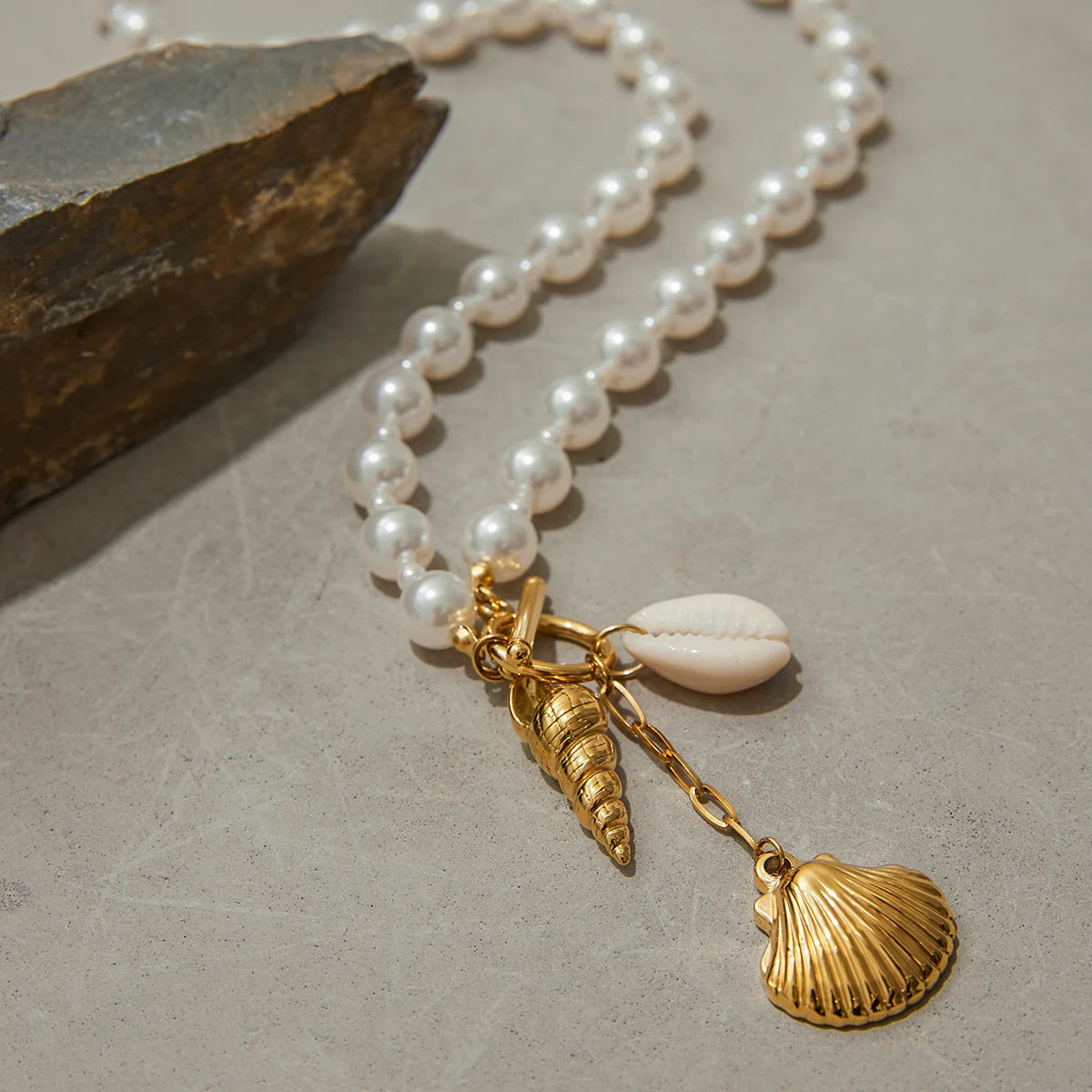 Freshwater Pearl Clam Charm Necklace