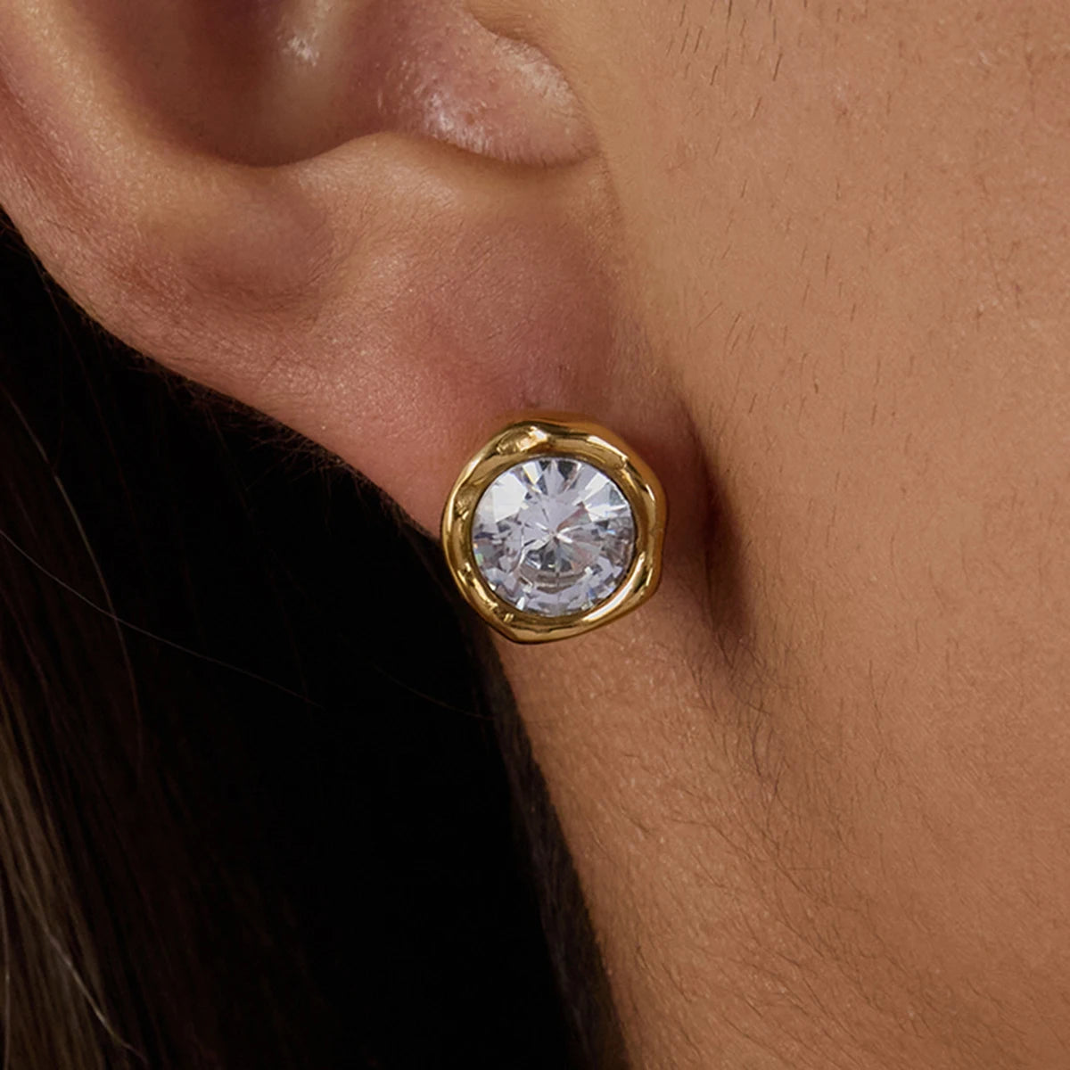 Zirconia Gem Stud Earrings