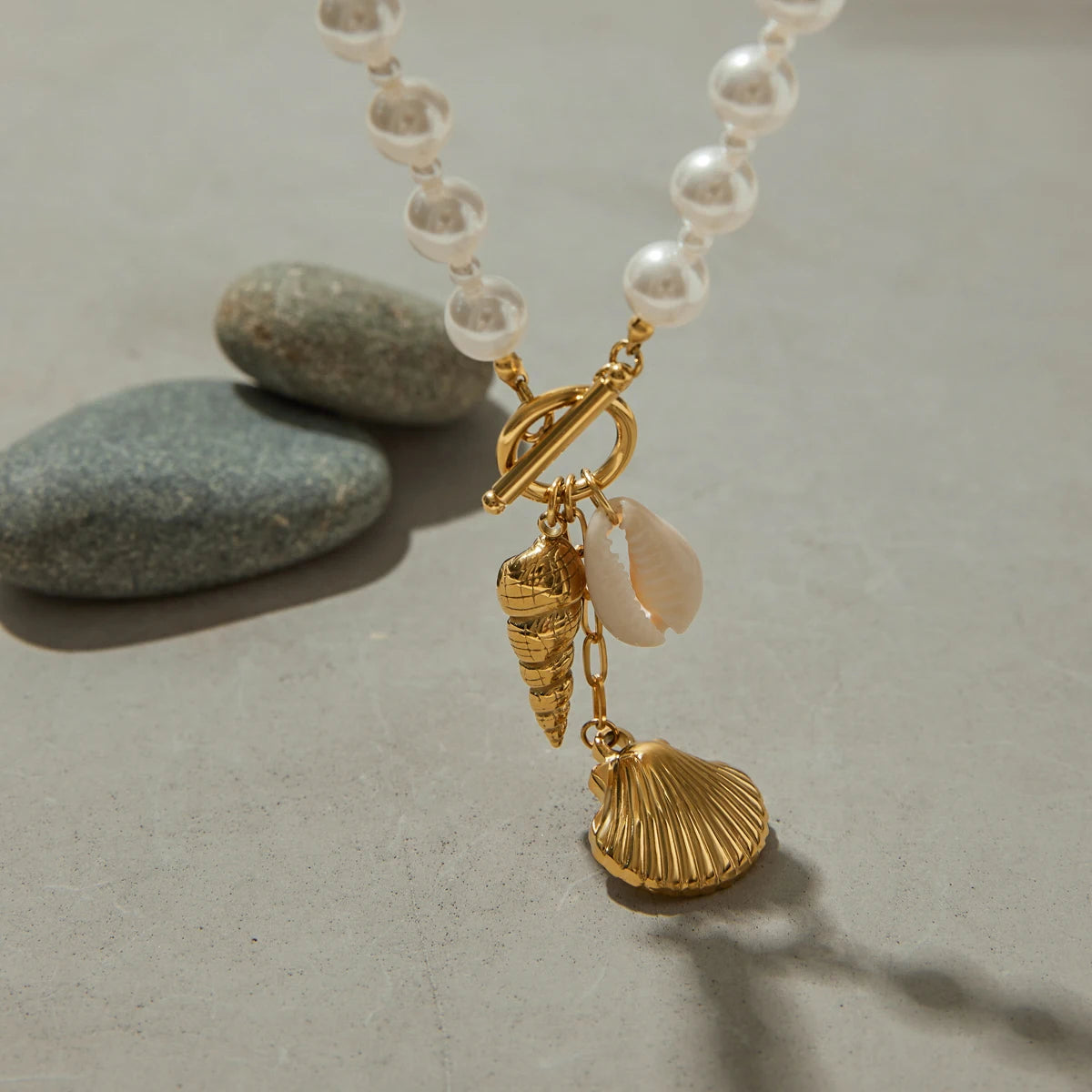 Freshwater Pearl Clam Charm Necklace