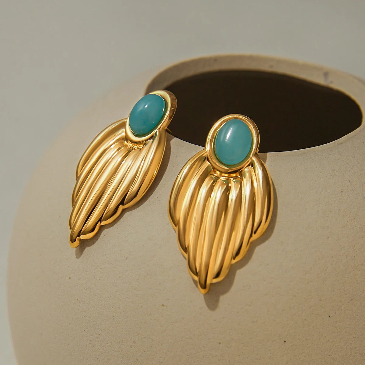 Multicolor Stone & Pearl Stud Earrings