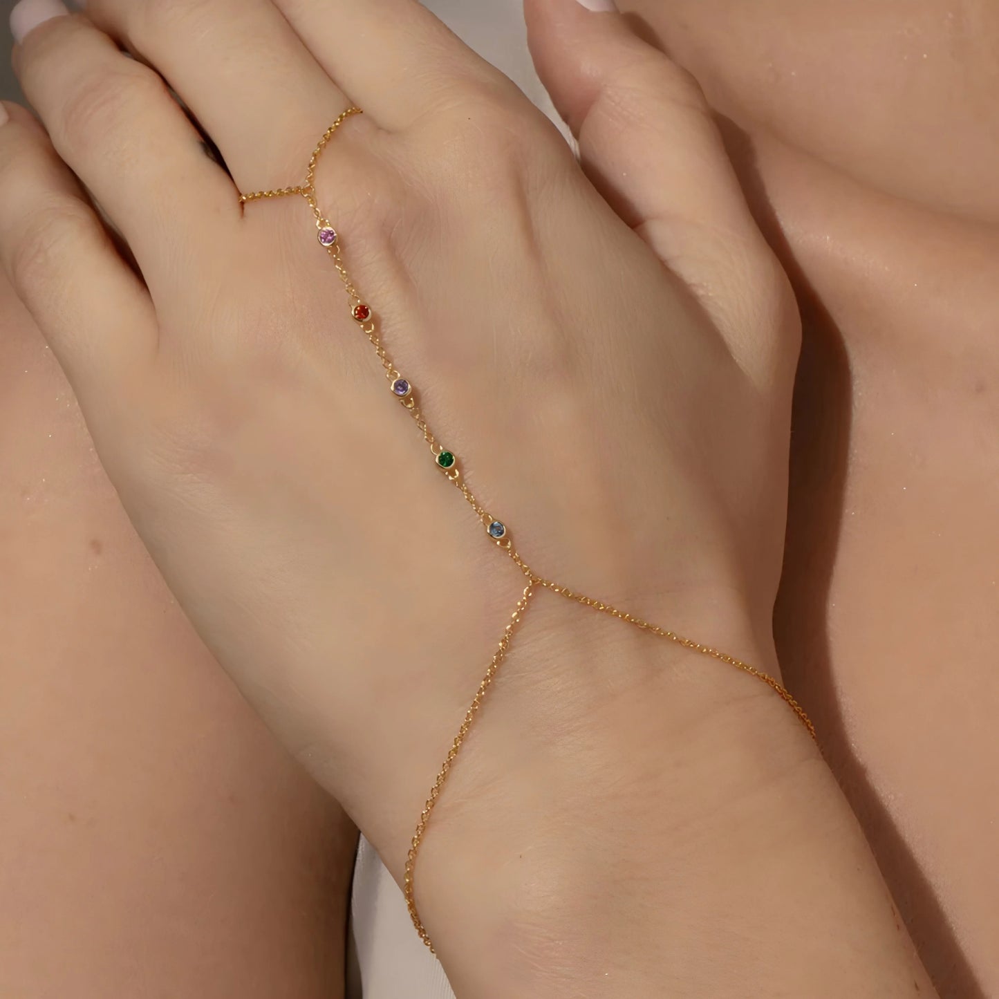 Zircon Gem Finger Bracelet