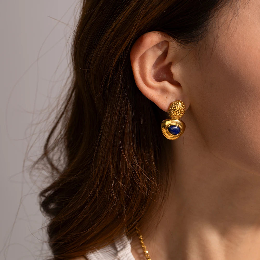 Lapis Lazuli Oval Gemstone Earrings